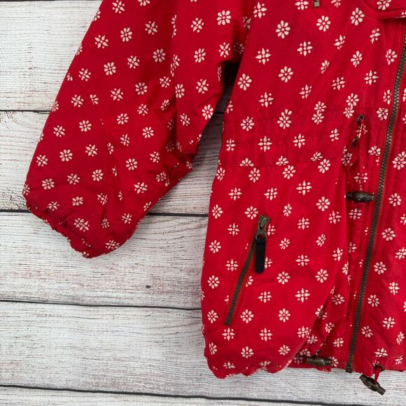 Obermeyer Snow Flake Print Ski Snowboard Jacket Juniors 12 Red White Youth - Picture 3 of 15